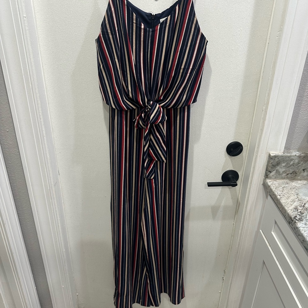 Monteau Navy Dress with Red Accents